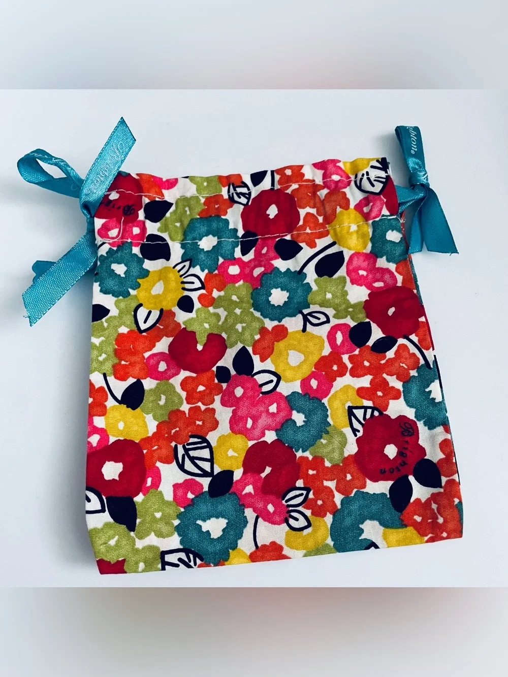 Brighton Floral Drawstring Pouch - Red, Pink, Yellow, Teal, Green, Black